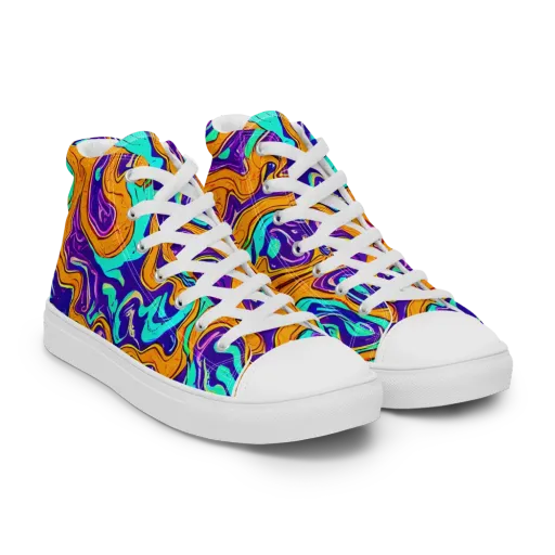 Plasma Swirl on a Men's High Top Canvas Shoes