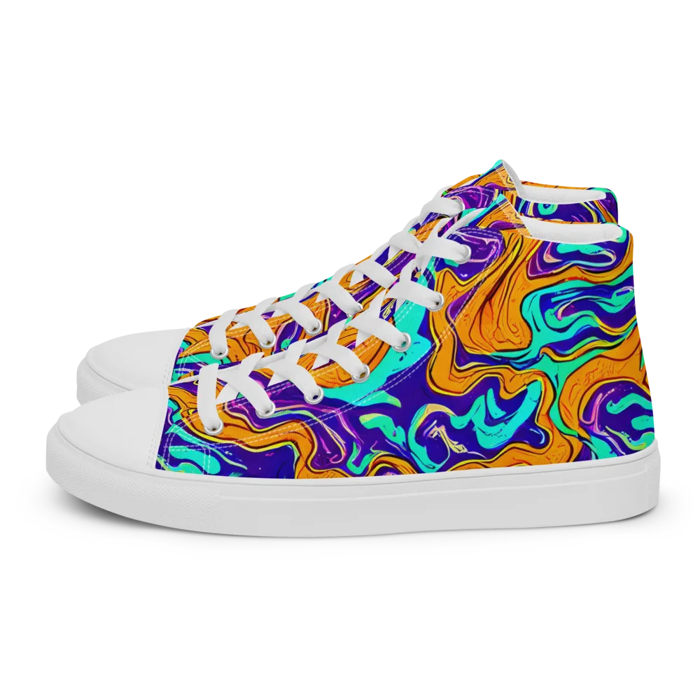 Plasma Swirl on Men's High Top Canvas Shoes — Left