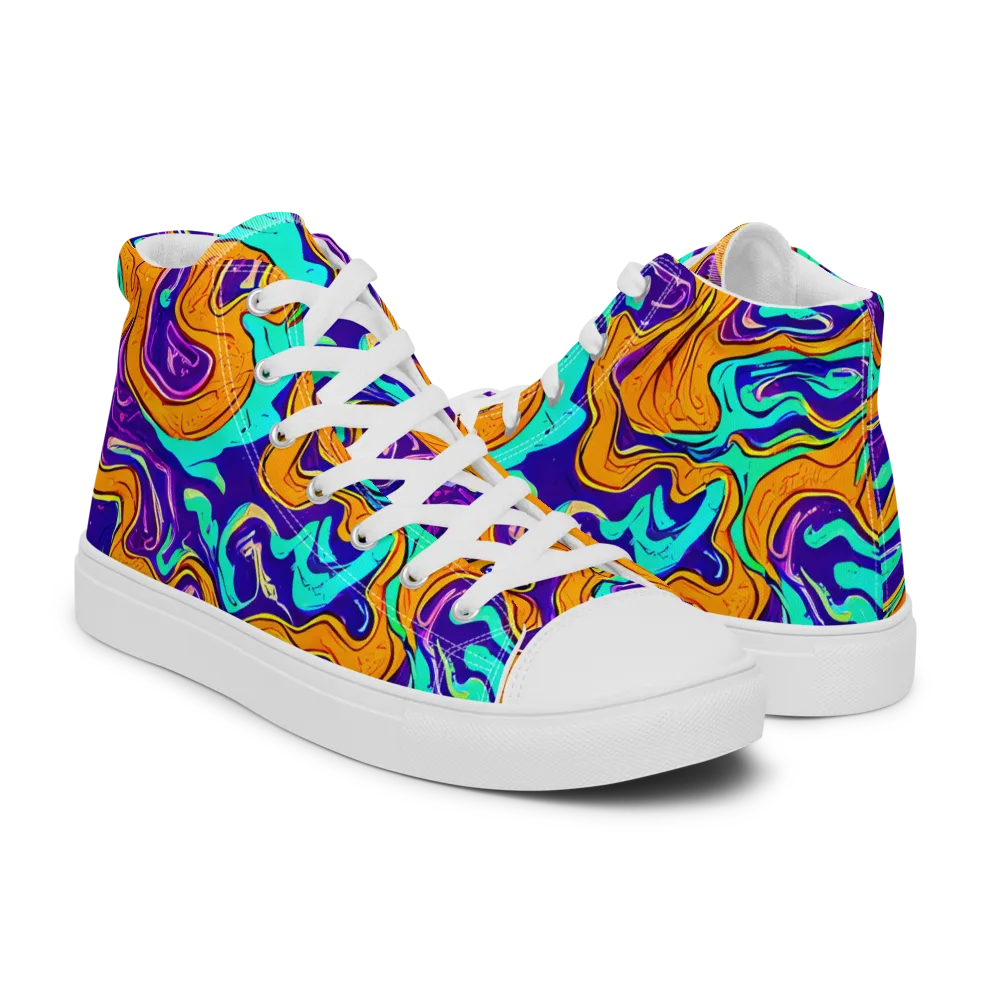 Plasma Swirl on Men's High Top Canvas Shoes — Right