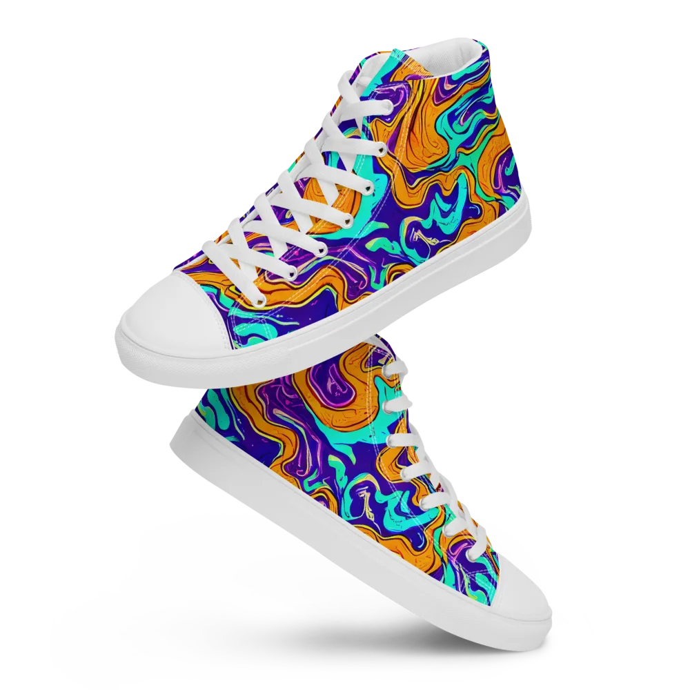 Plasma Swirl on Men's High Top Canvas Shoes — Front