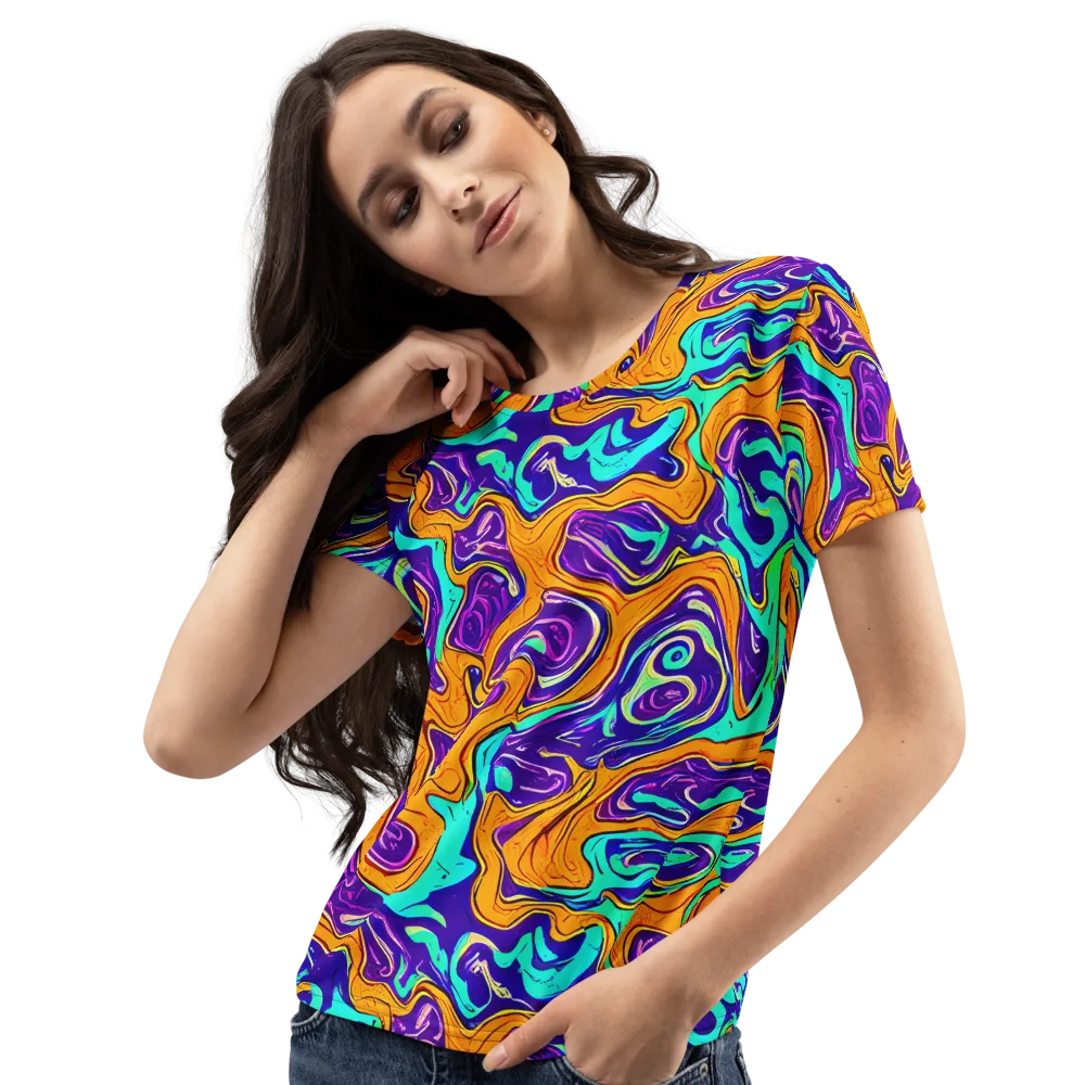 Plasma Swirl on Women's Crew Neck T-Shirt — Left Front