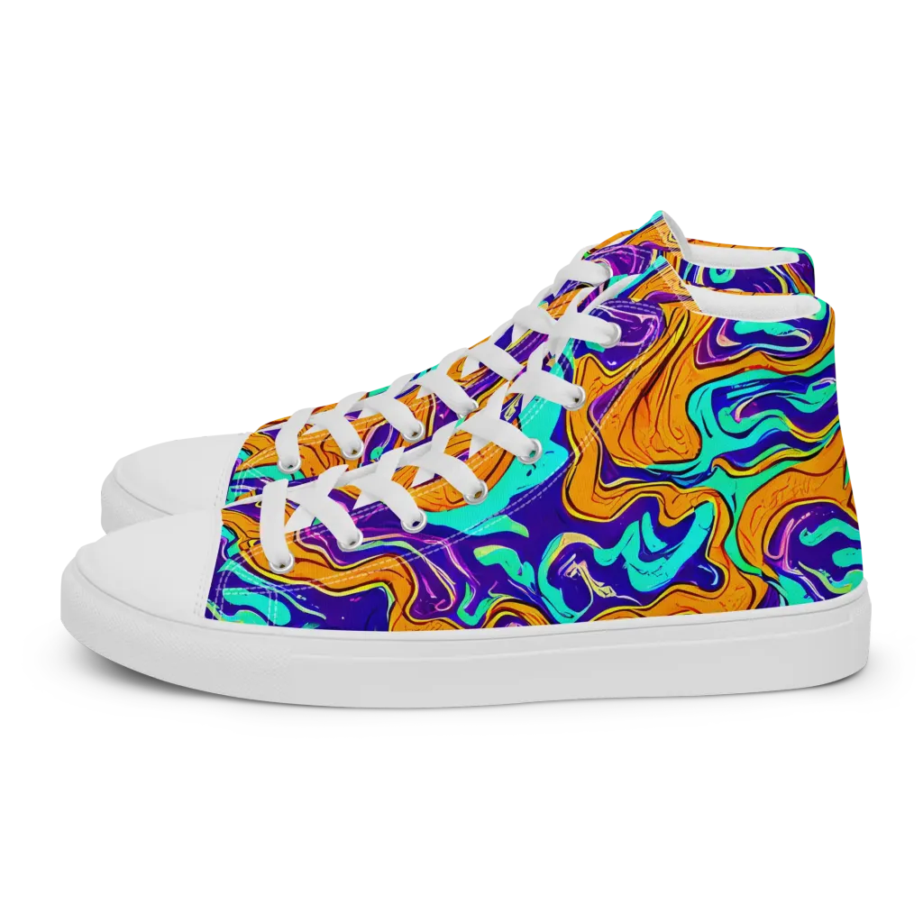 Plasma Swirl on Women's High Top Canvas Shoes — Left