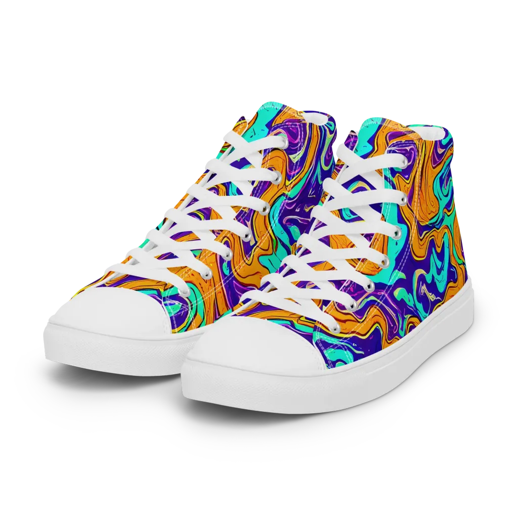 Plasma Swirl on Women's High Top Canvas Shoes — Left Front