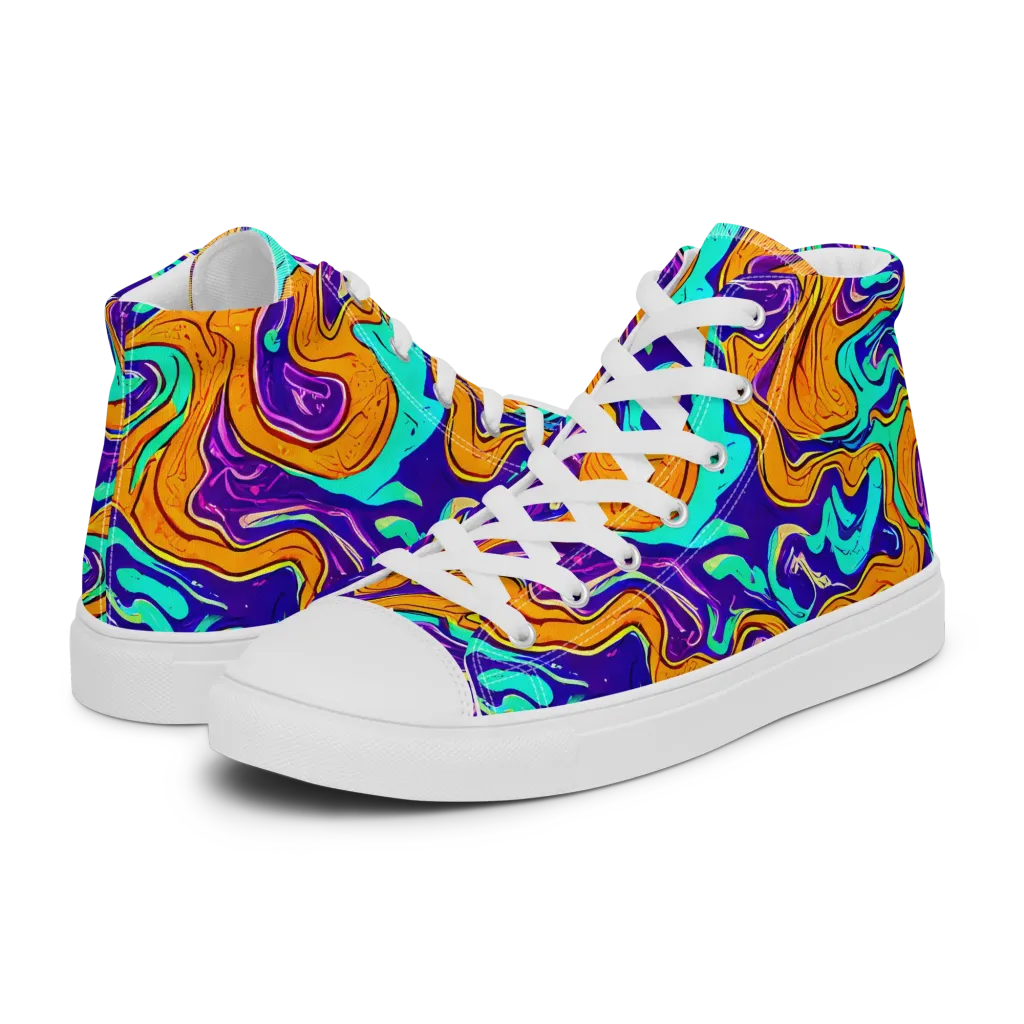 Plasma Swirl on Women's High Top Canvas Shoes — Left