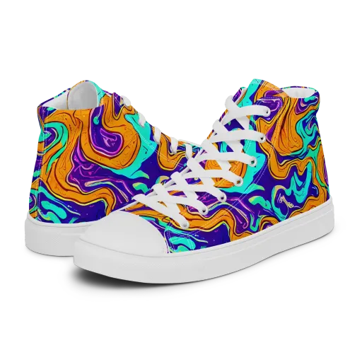 Plasma Swirl on a Women's High Top Canvas Shoes