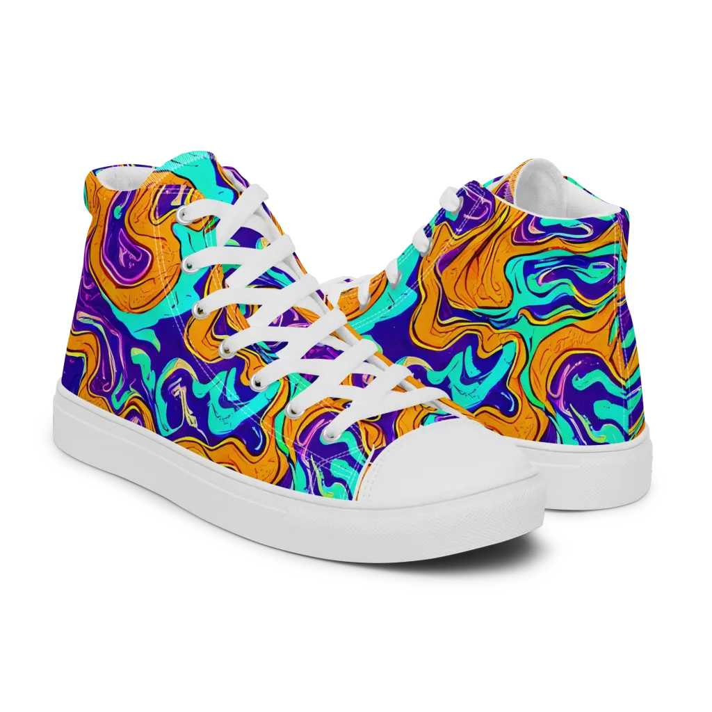 Plasma Swirl on Women's High Top Canvas Shoes — Right