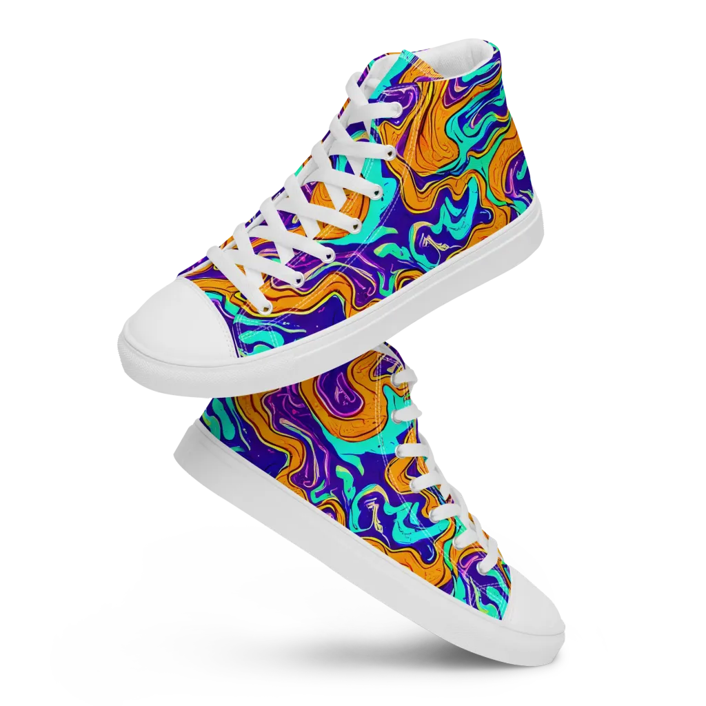 Plasma Swirl on Women's High Top Canvas Shoes — Front