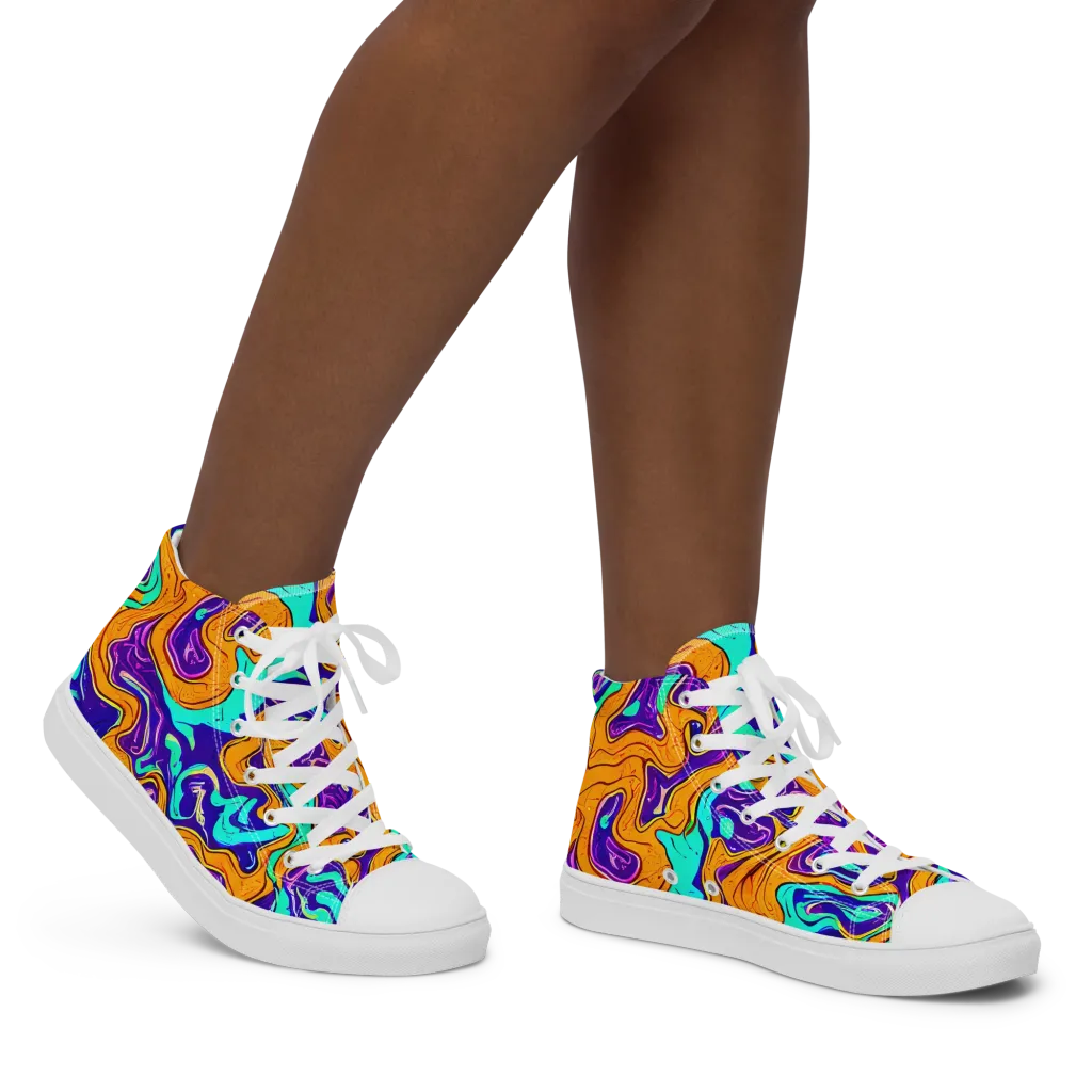 Plasma Swirl on Women's High Top Canvas Shoes — Right