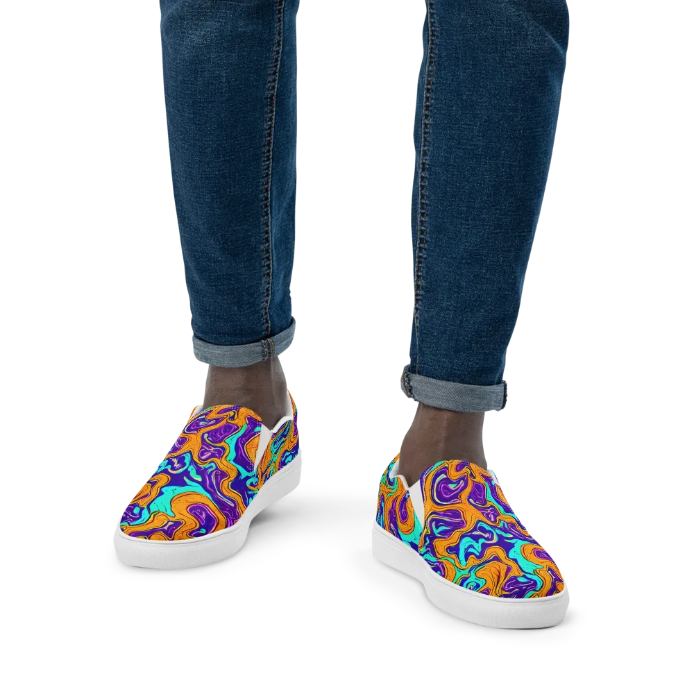 Plasma Swirl on Men's Slip-On Canvas Shoes — Front