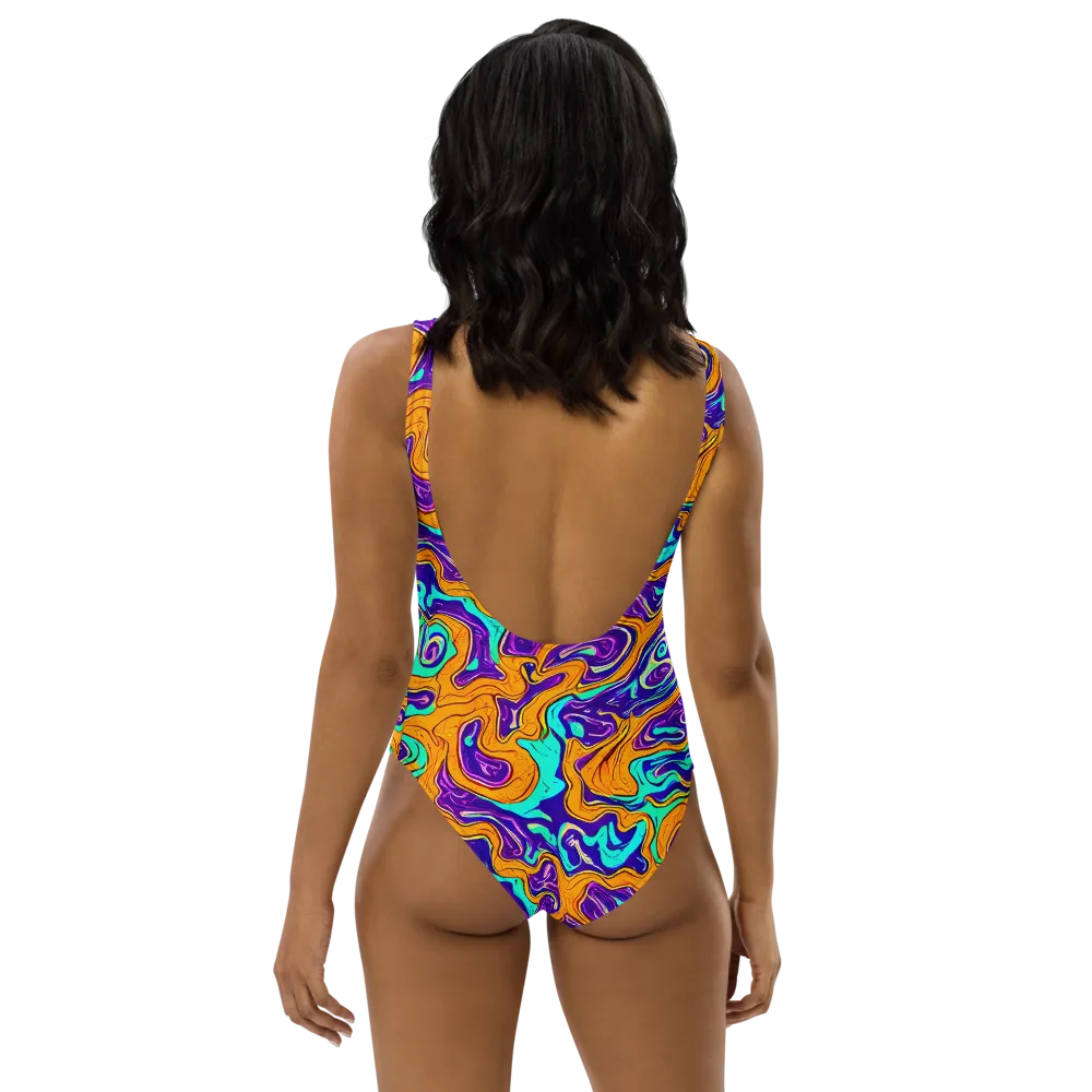 Plasma Swirl on One-Piece Swimsuit — Back