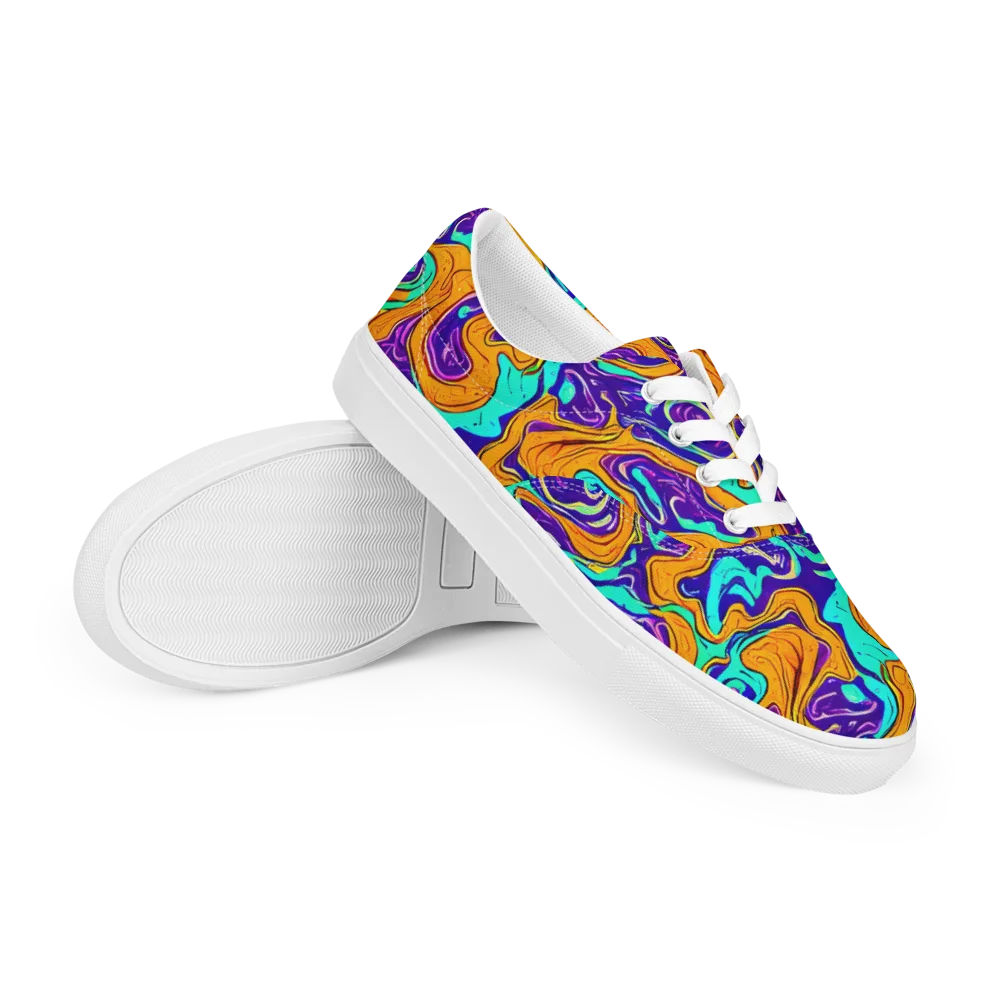 Plasma Swirl on Men's Lace-Up Canvas Shoes — Right Front