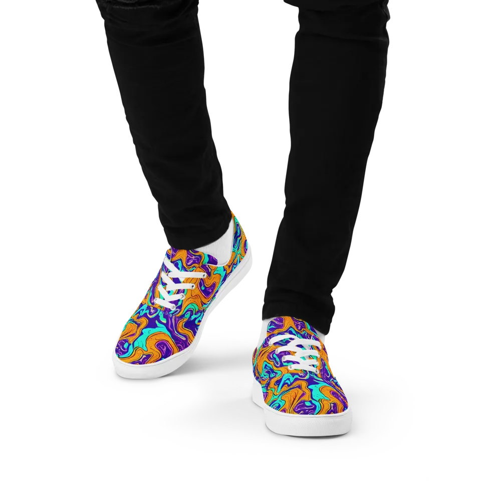 Plasma Swirl on Men's Lace-Up Canvas Shoes — Front