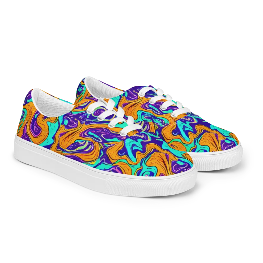 Plasma Swirl on Men's Lace-Up Canvas Shoes — Right Front