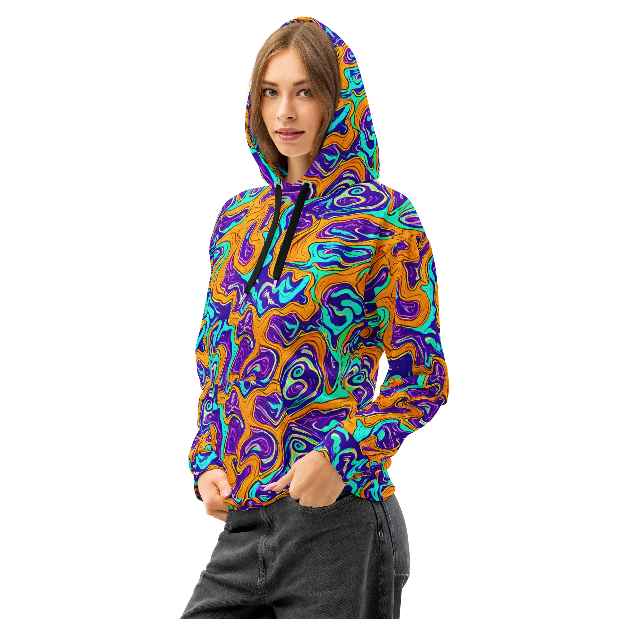 Plasma Swirl on Cotton Hoodie — Left Front