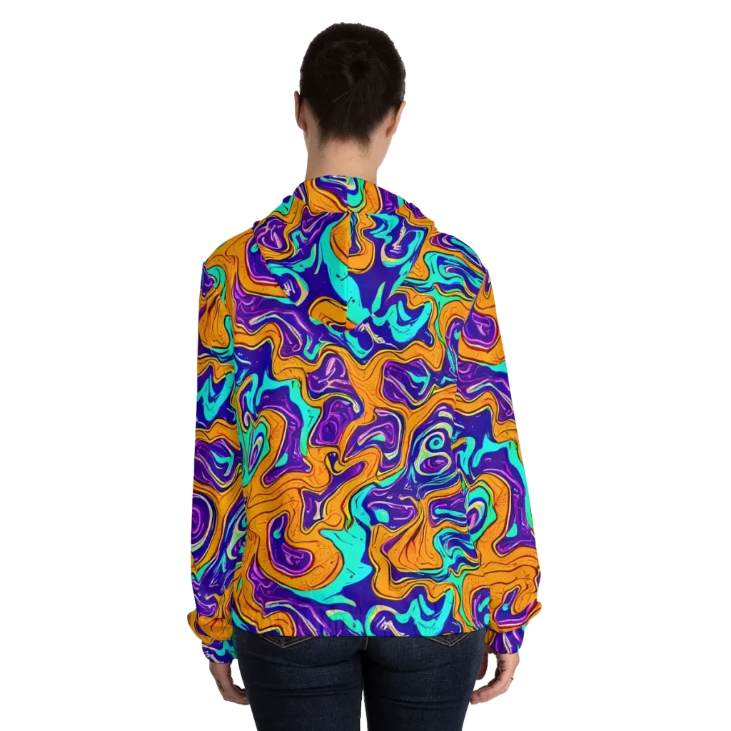 Plasma Swirl on Women's Full-Zip Hoodie — Back On Person