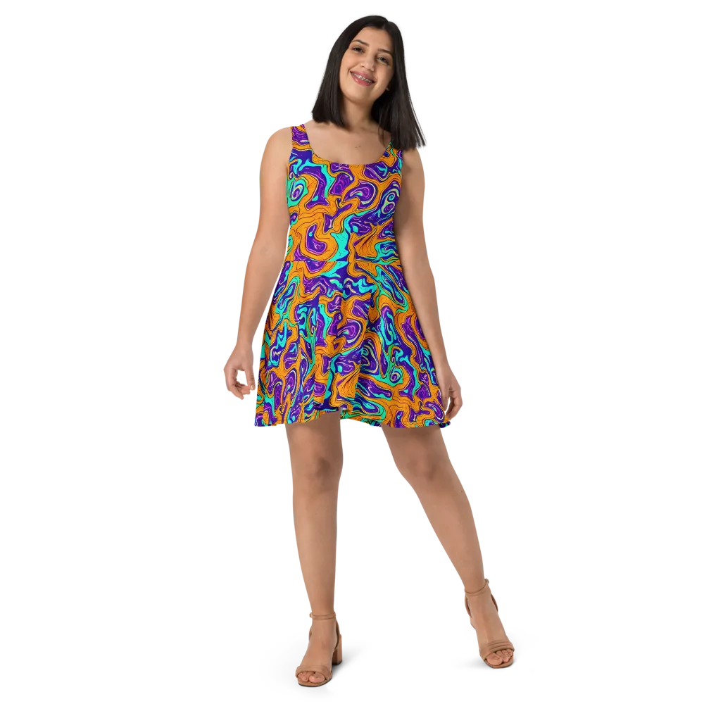 Plasma Swirl on Skater Dress — Front