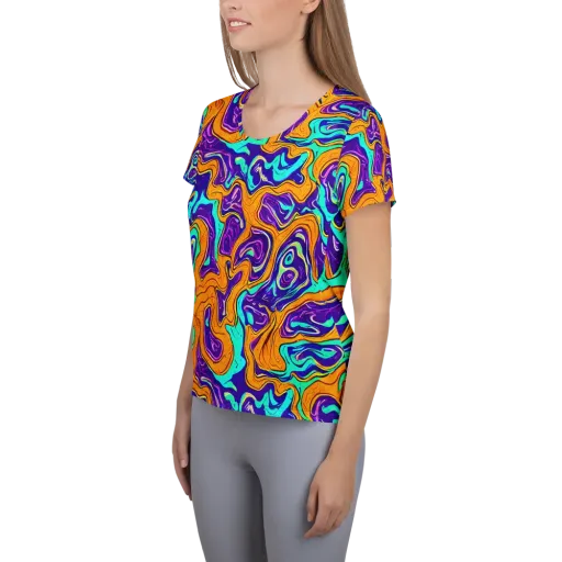 Plasma Swirl on a Women's Athletic T-Shirt