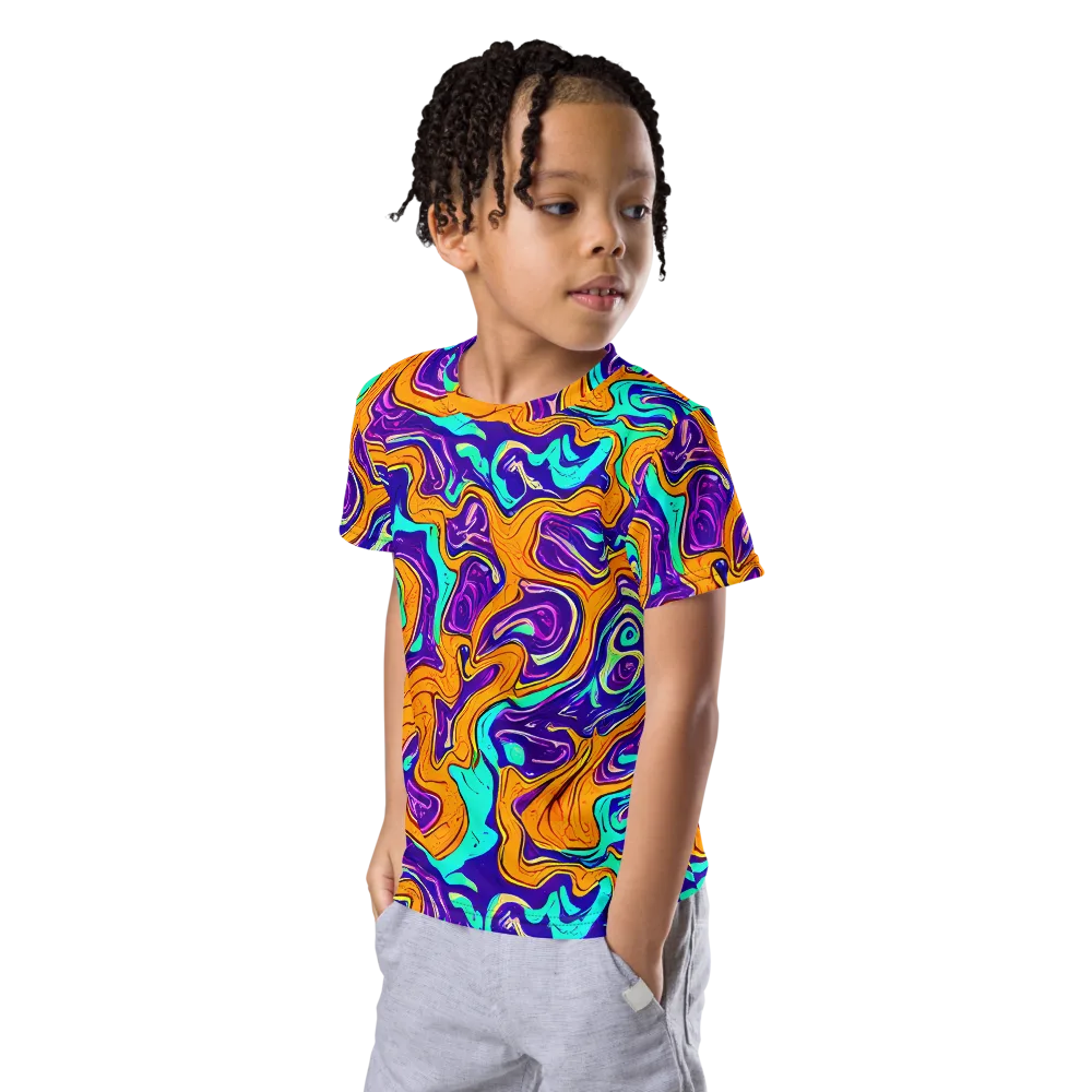 Plasma Swirl on Kids Crew Neck T-Shirt — Left Front