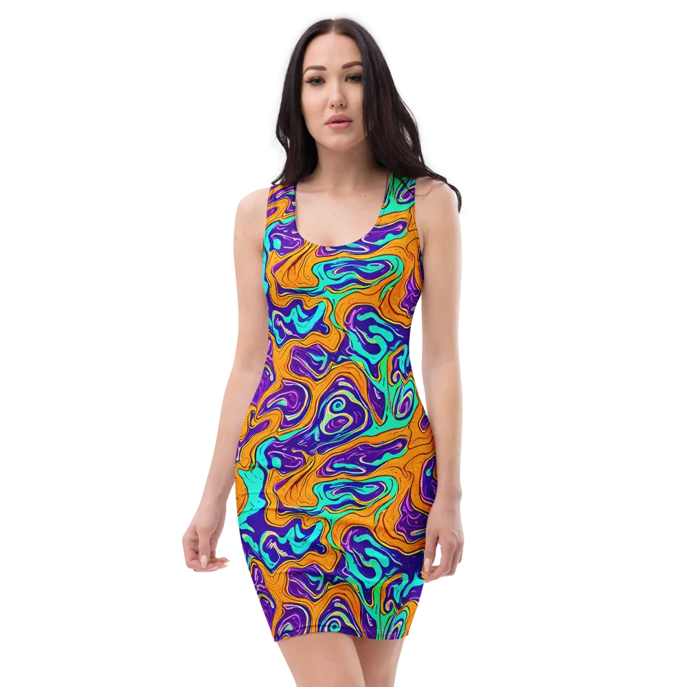 Plasma Swirl on Bodycon Dress — Front