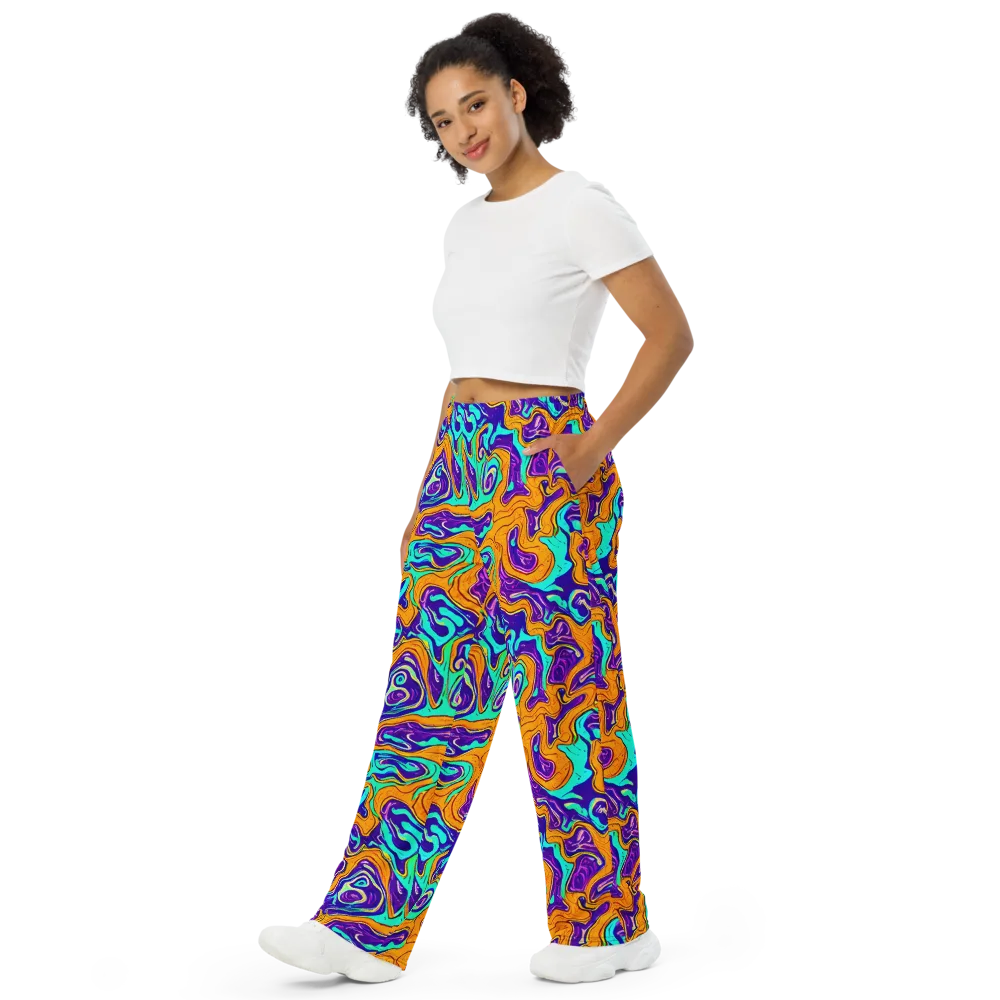 Plasma Swirl on Wide-Leg Pants — Left Front