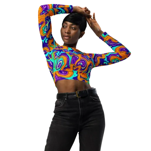 Plasma Swirl on a Long Sleeve Crop Top