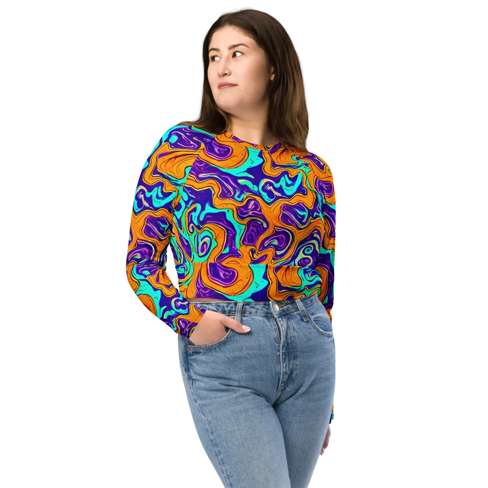Plasma Swirl on Long Sleeve Crop Top — Front