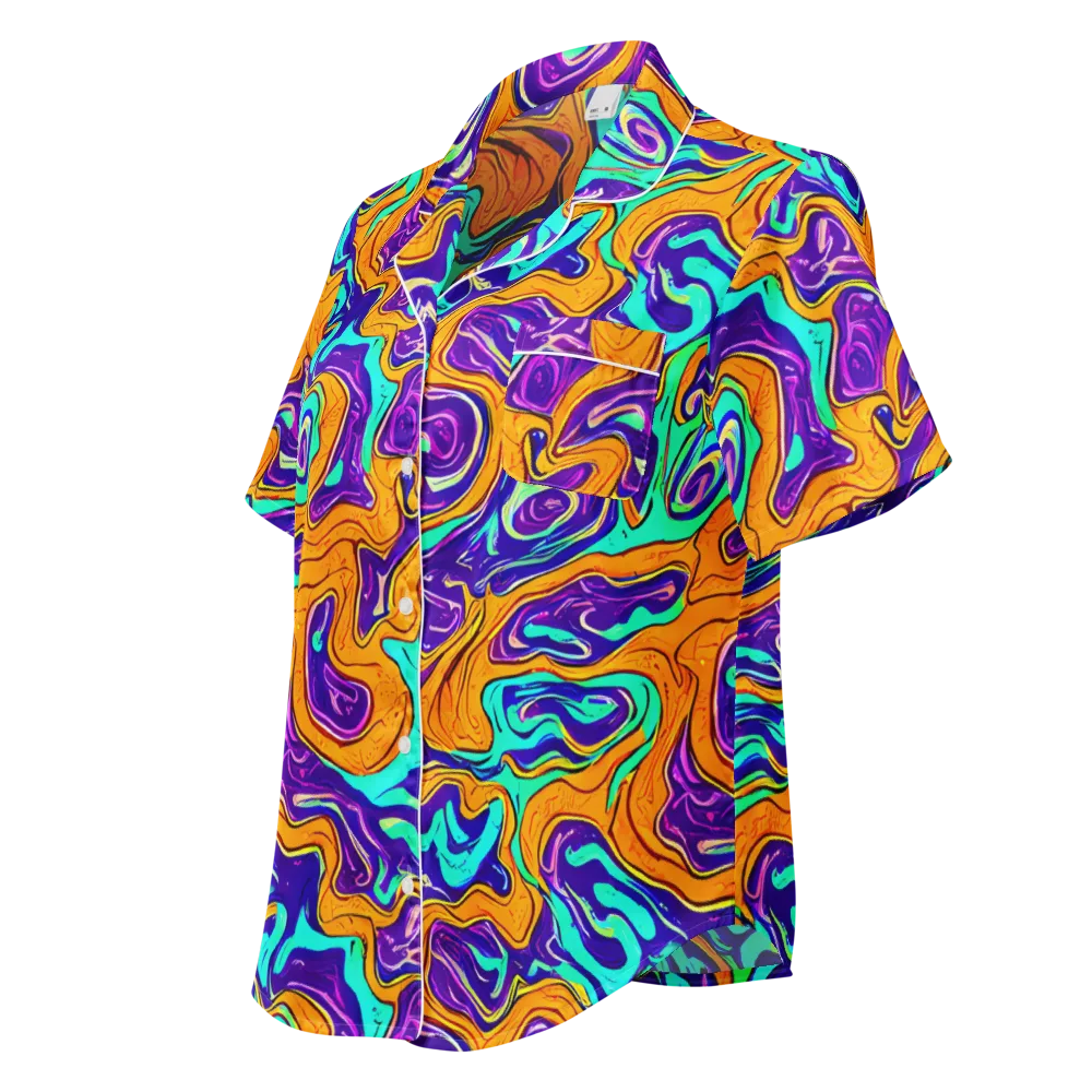 Plasma Swirl on Women's Short Sleeve Pajama Top — Left Front