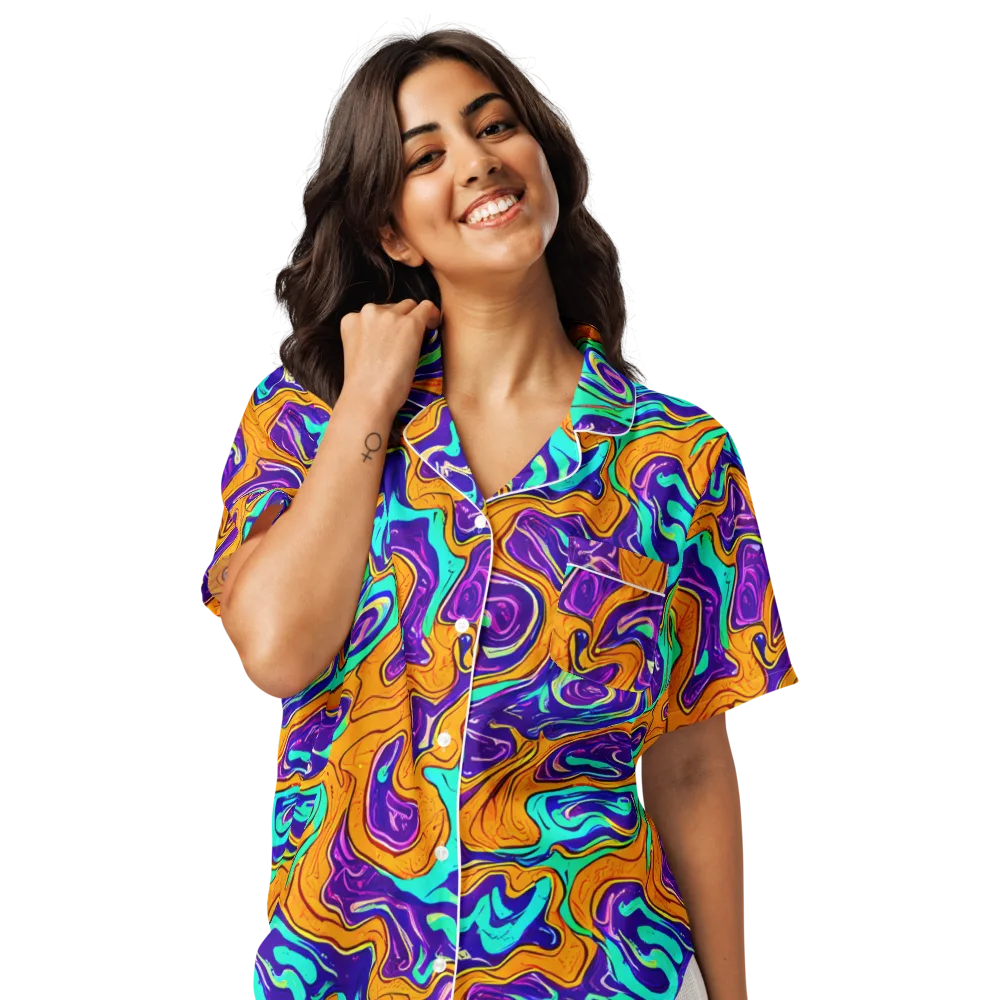 Plasma Swirl on Women's Short Sleeve Pajama Top — Front