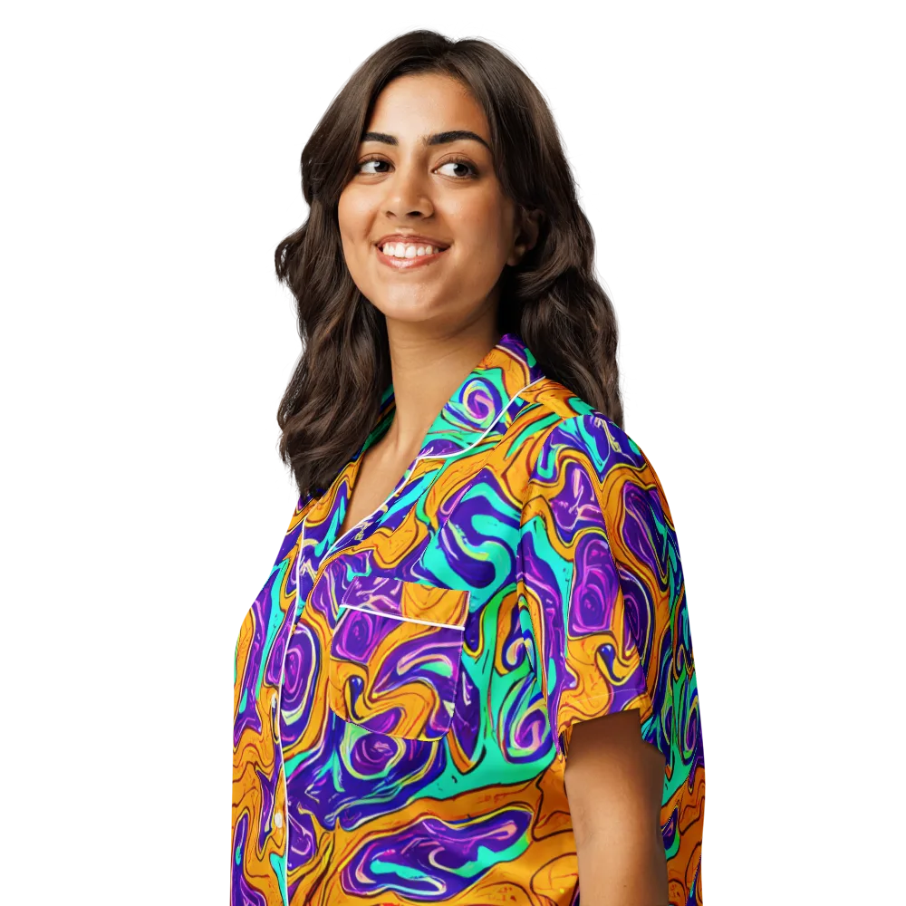 Plasma Swirl on Women's Short Sleeve Pajama Top — Left Front