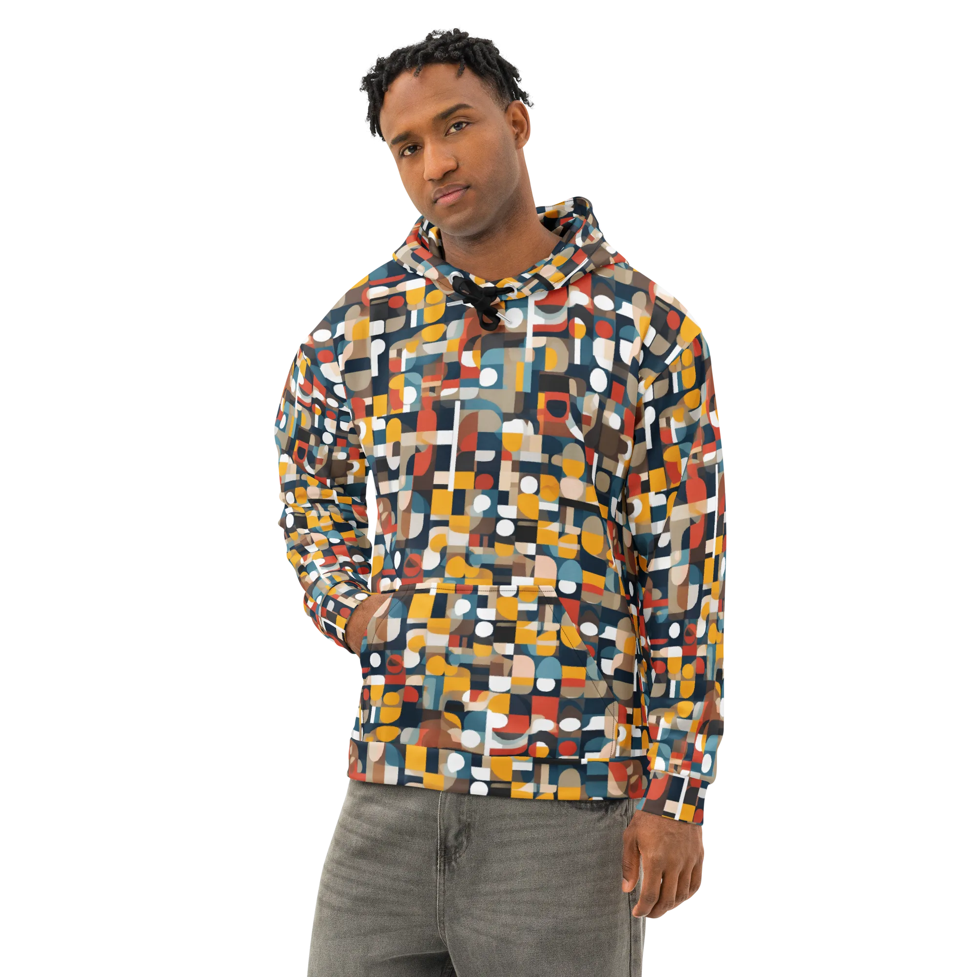 Modular Pulse on Cotton Hoodie — Left Front