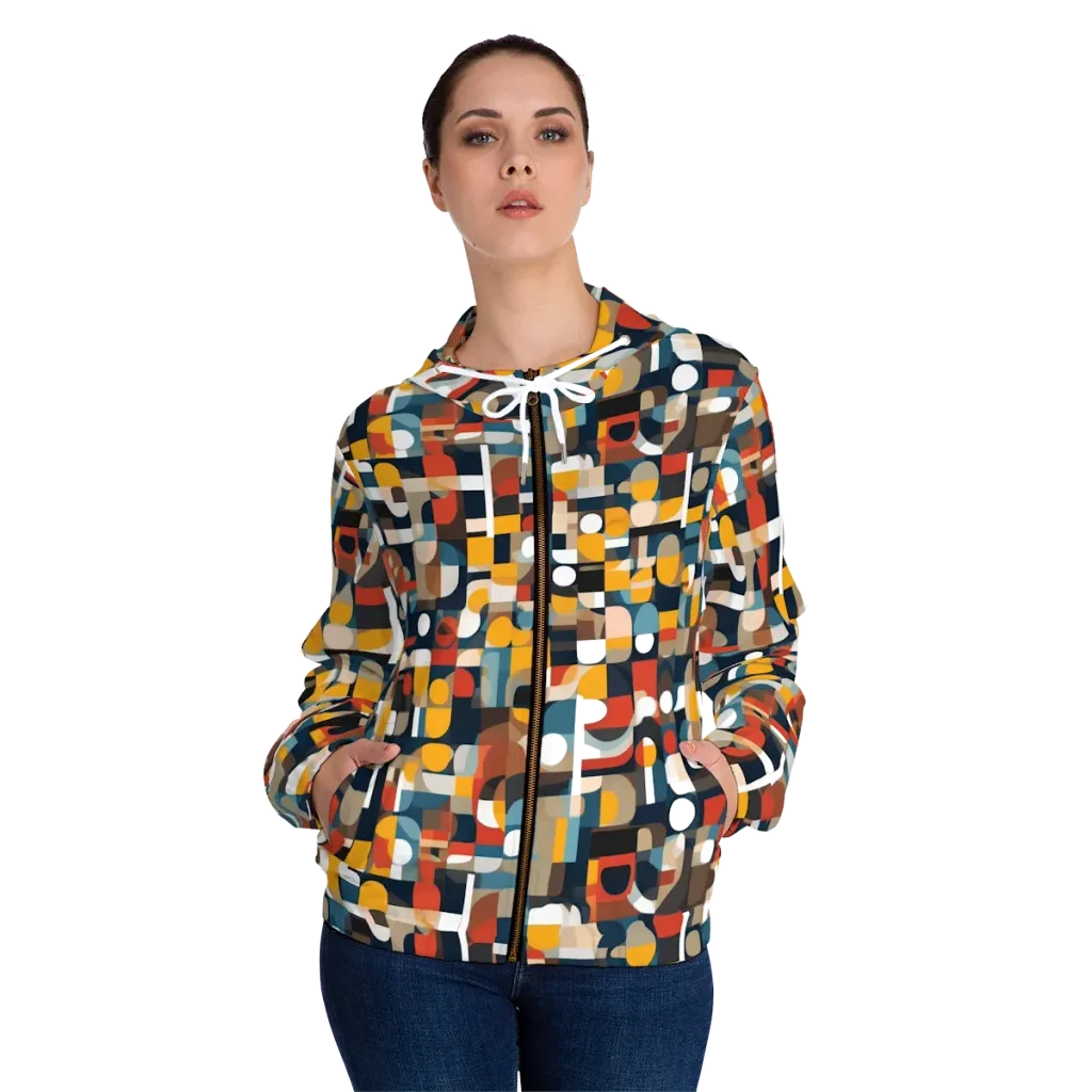 Modular Pulse on Women's Full-Zip Hoodie — Front On Person