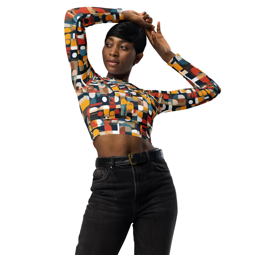 Modular Pulse on Long Sleeve Crop Top — Front