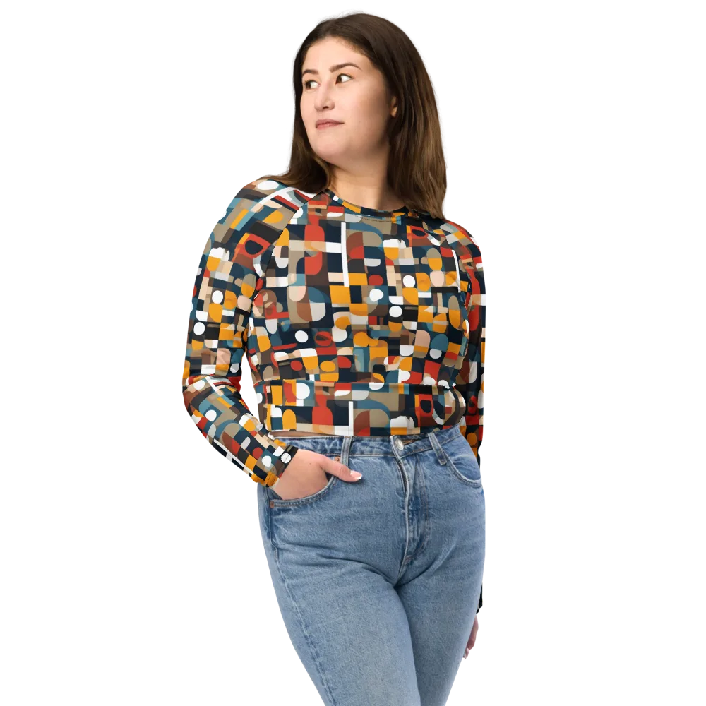 Modular Pulse on Long Sleeve Crop Top — Front