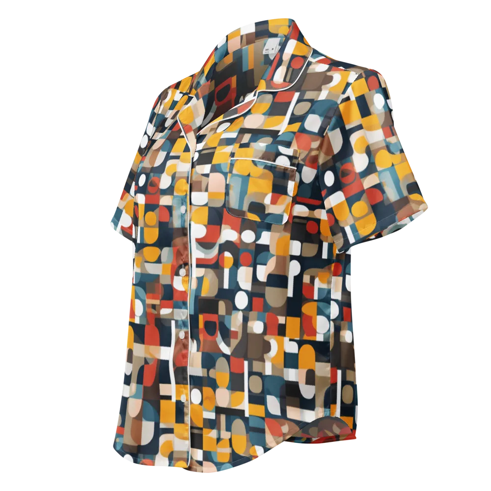 Modular Pulse on Women's Short Sleeve Pajama Top — Left Front