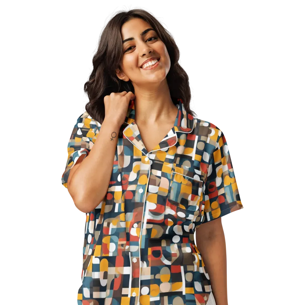 Modular Pulse on Women's Short Sleeve Pajama Top — Front