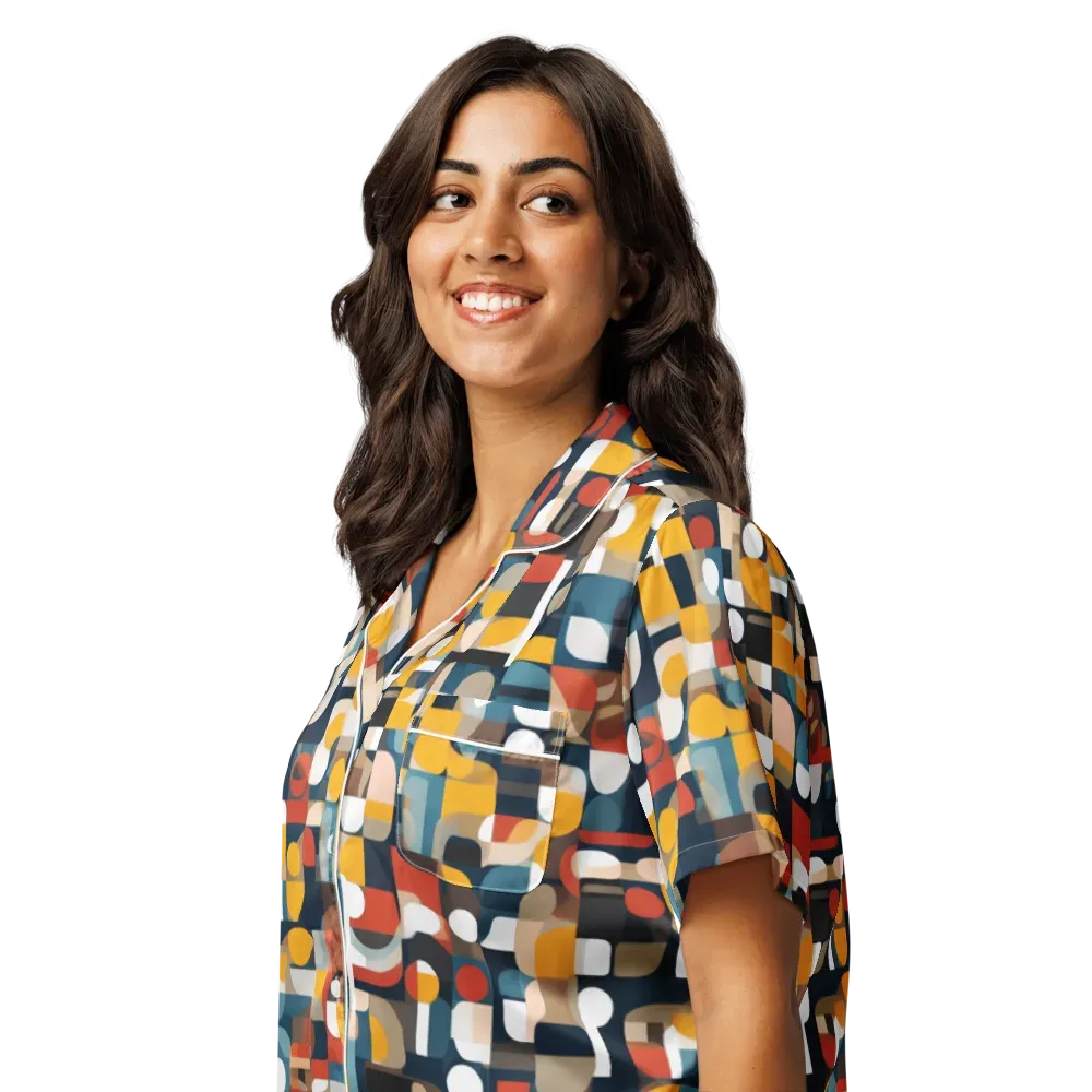 Modular Pulse on Women's Short Sleeve Pajama Top — Left Front