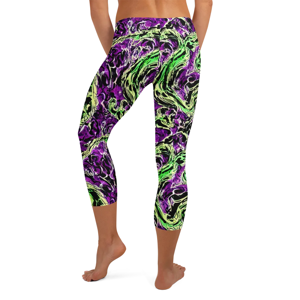 Psychedelic Noir on Capri Leggings — Back