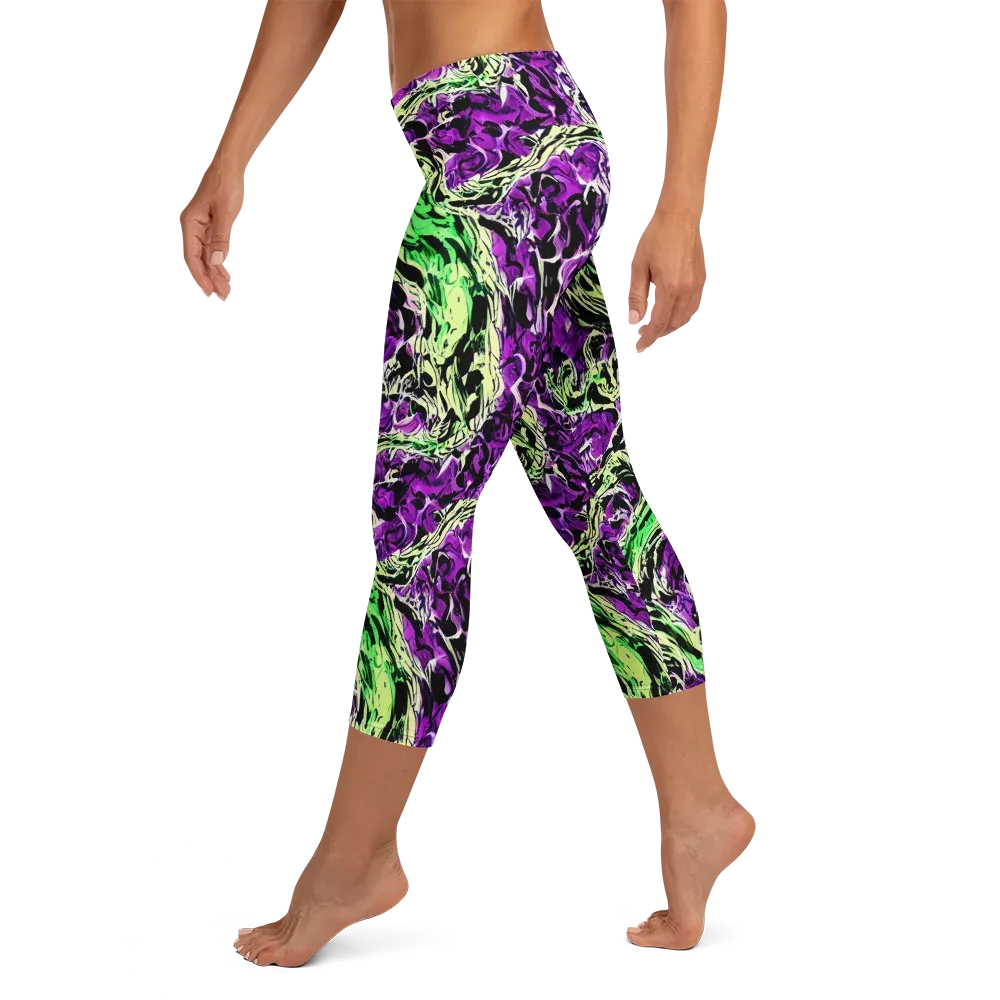 Psychedelic Noir on Capri Leggings — Left