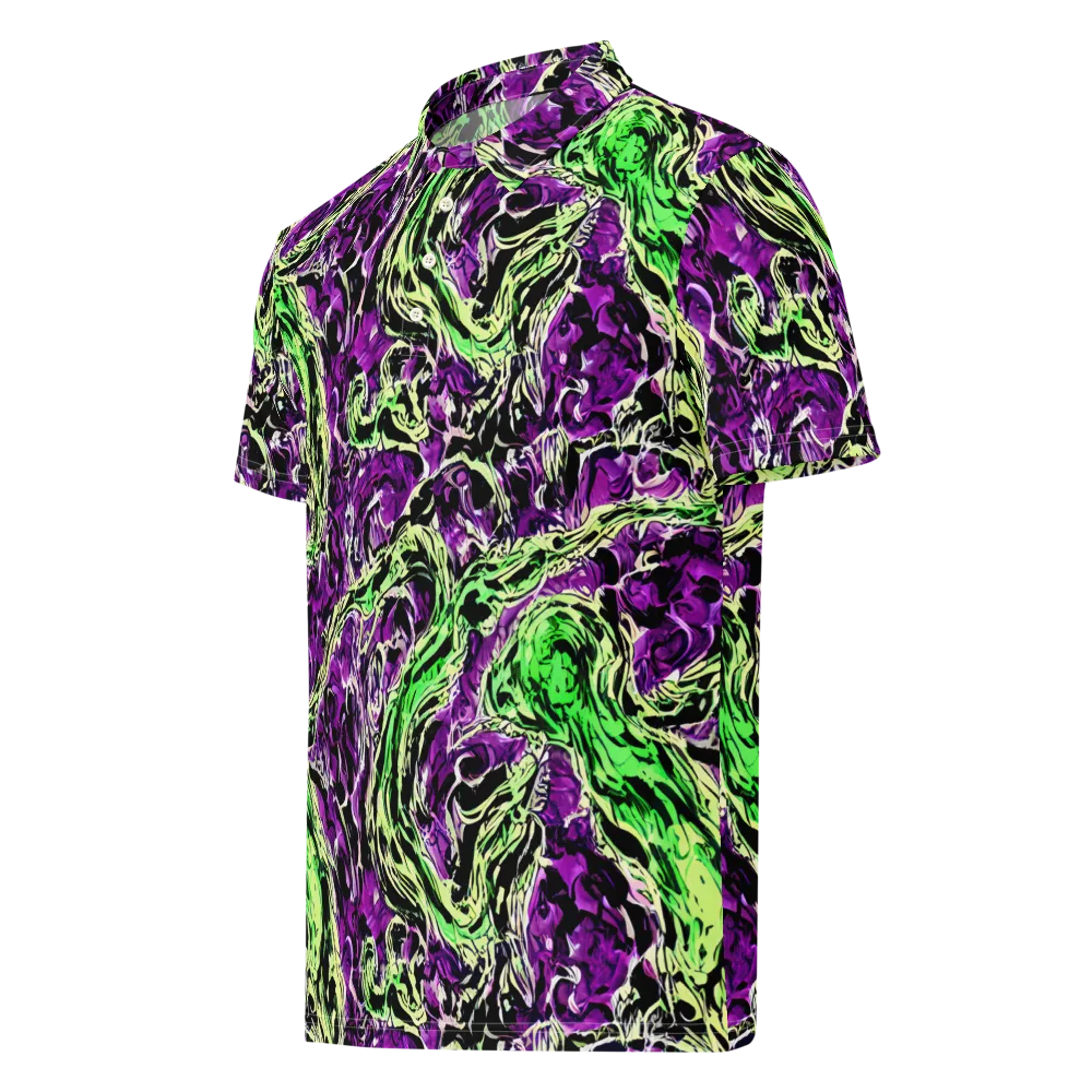 Psychedelic Noir on Men's Slim Fit Polo Shirt — Left Front