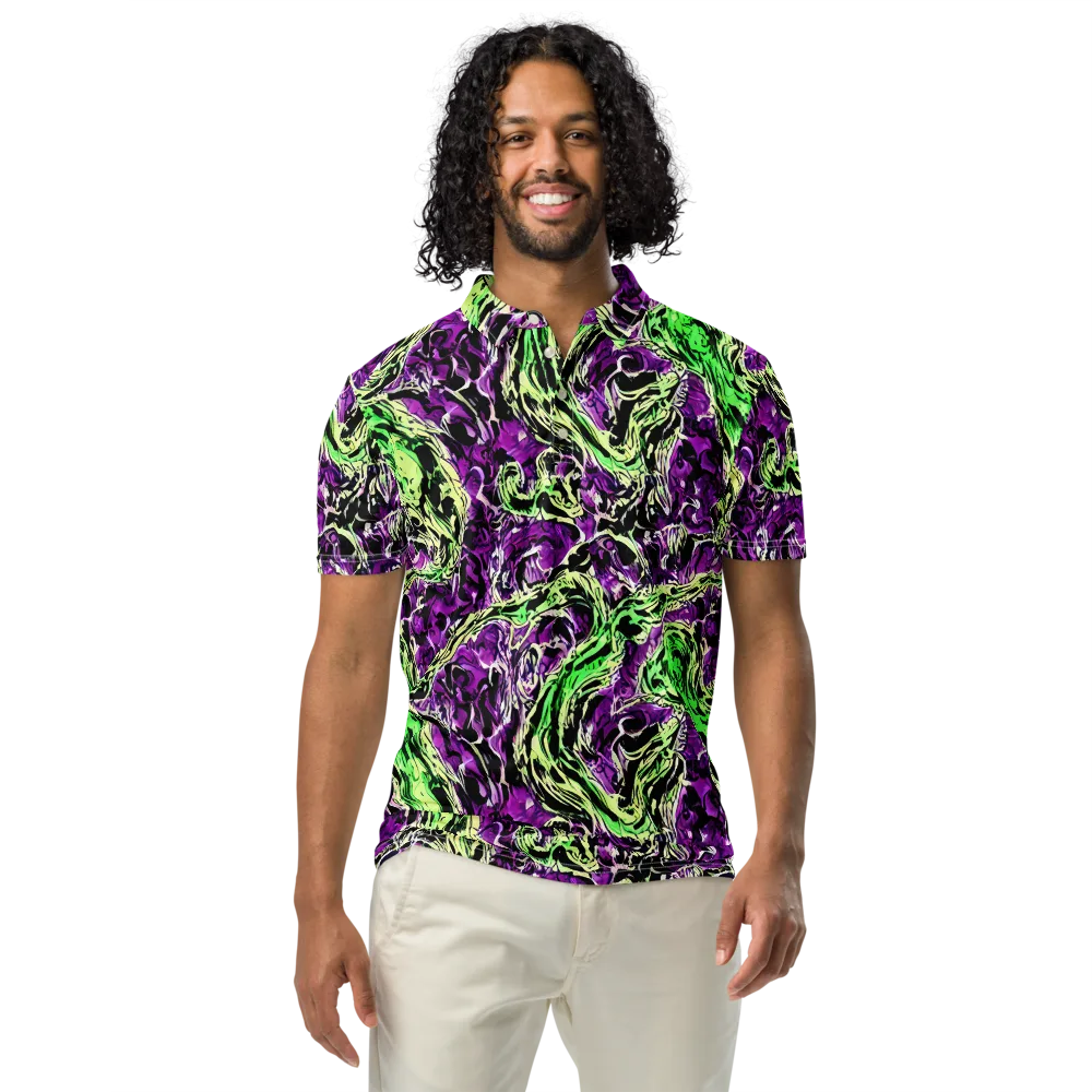 Psychedelic Noir on Men's Slim Fit Polo Shirt — Front
