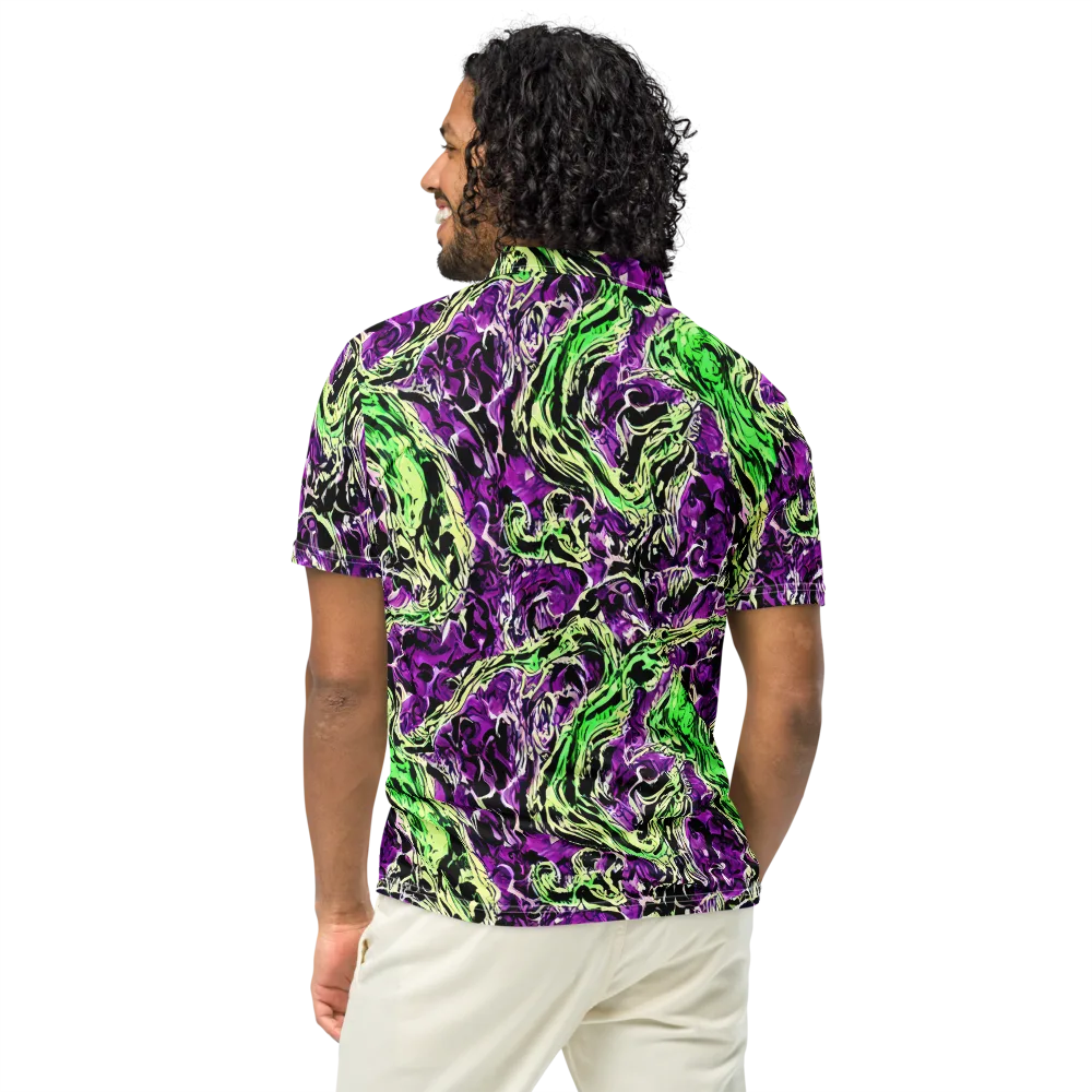 Psychedelic Noir on Men's Slim Fit Polo Shirt — Back