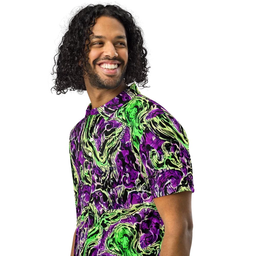 Psychedelic Noir on Men's Slim Fit Polo Shirt — Left Front