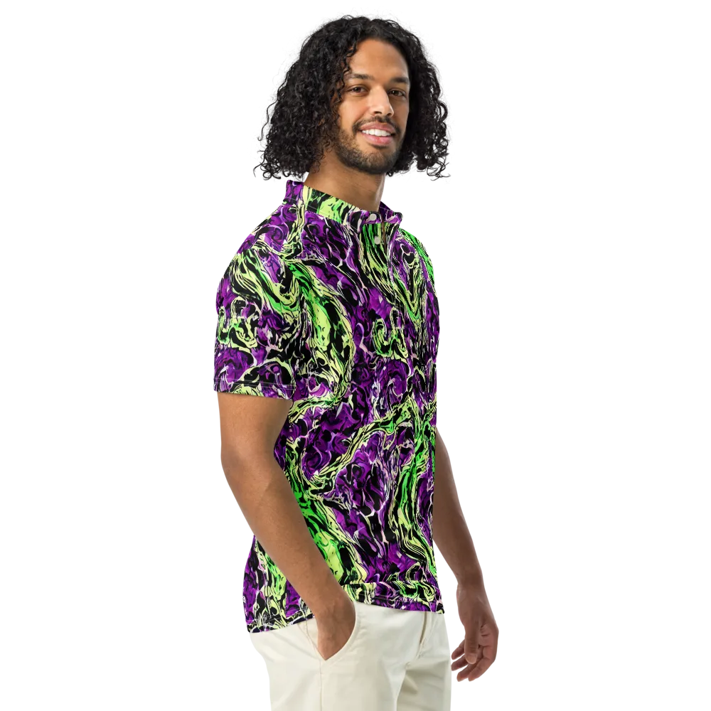 Psychedelic Noir on Men's Slim Fit Polo Shirt — Right Front