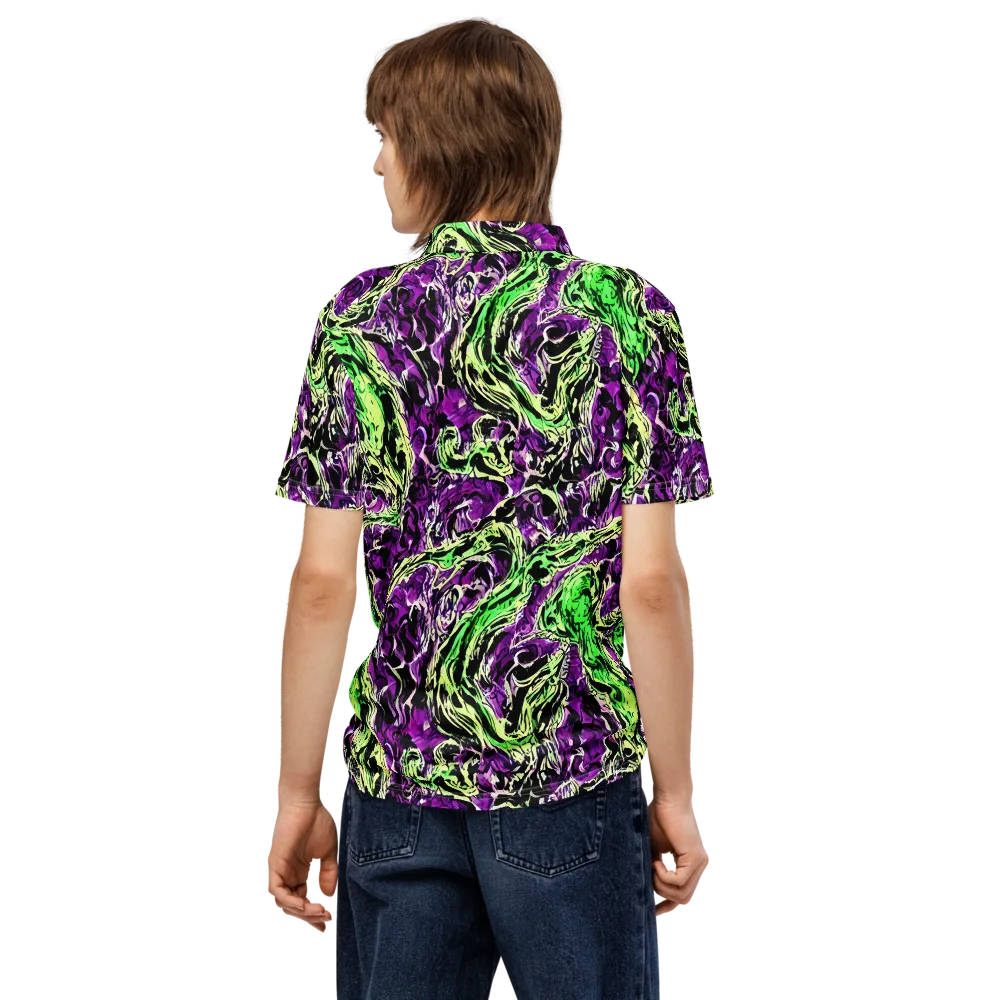 Psychedelic Noir on Men's Slim Fit Polo Shirt — Back