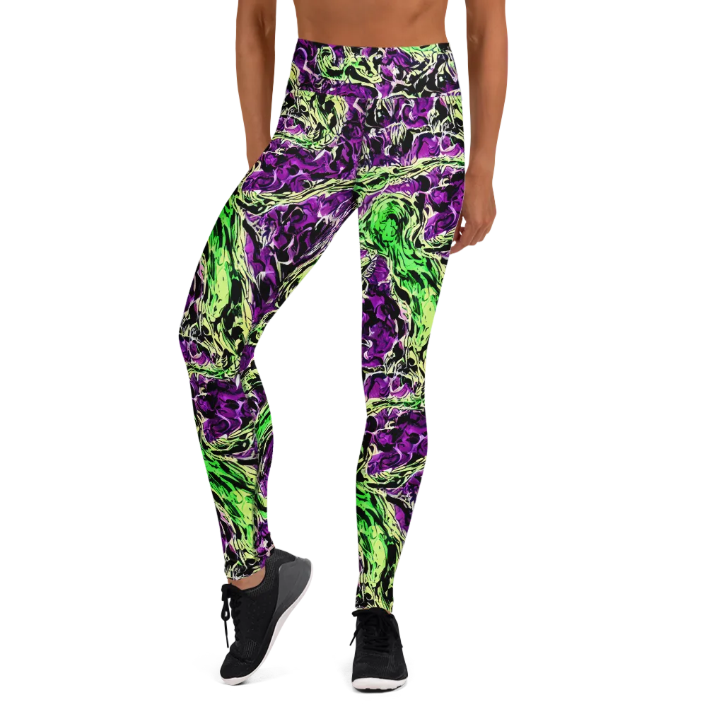 Psychedelic Noir on Yoga Leggings — Front