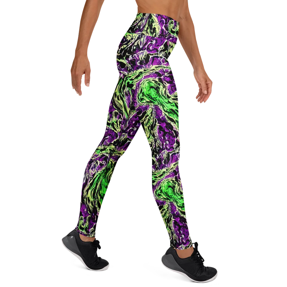 Psychedelic Noir on Yoga Leggings — Right