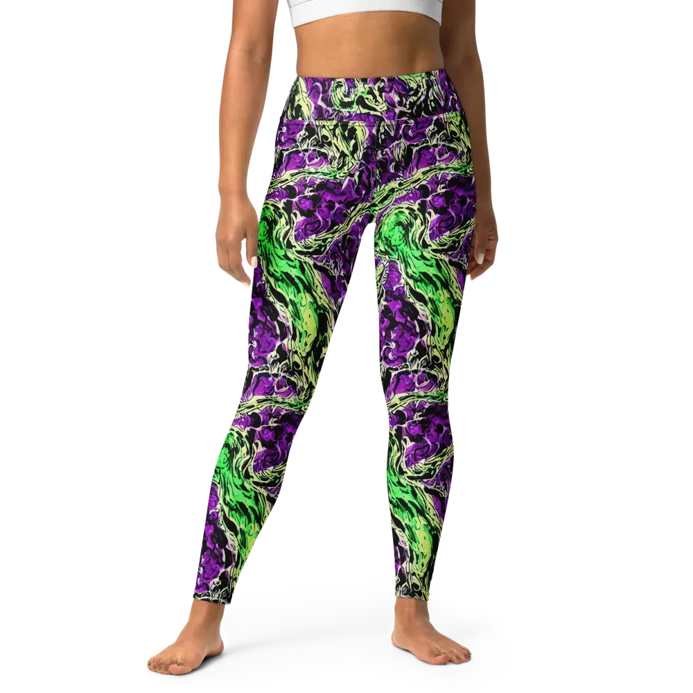 Psychedelic Noir on Yoga Leggings — Front