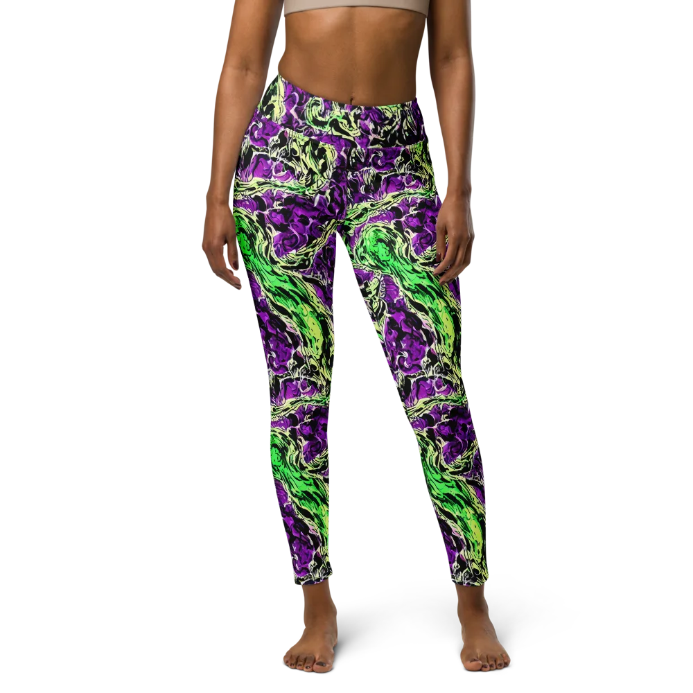Psychedelic Noir on Yoga Leggings — Front