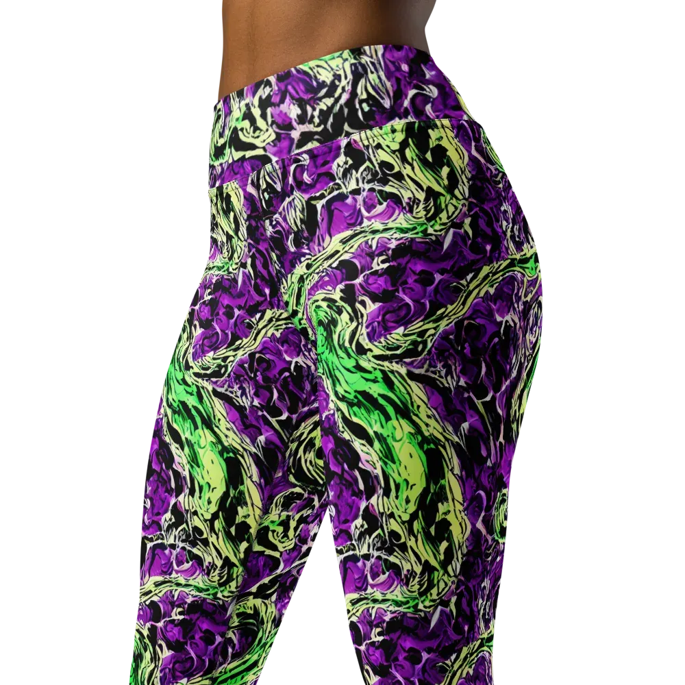 Psychedelic Noir on Yoga Leggings — Left Front