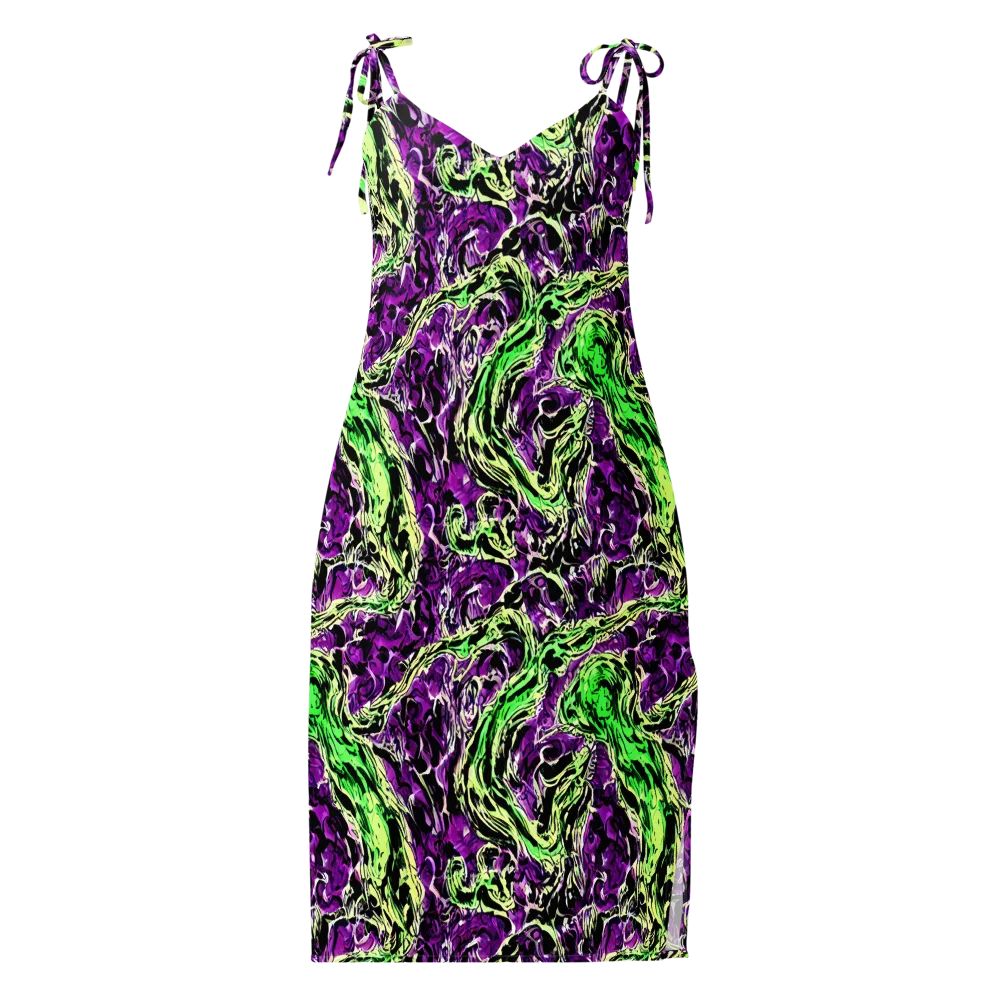 Psychedelic Noir on Slip Dress — Front